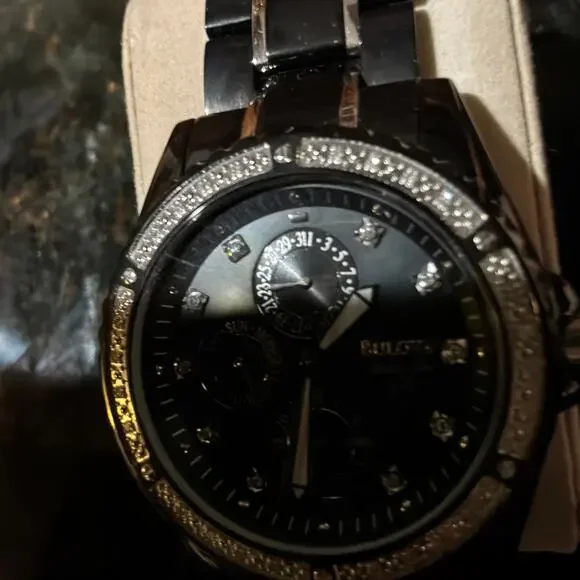 Bulova Black Crystal Stainless Watch C970293